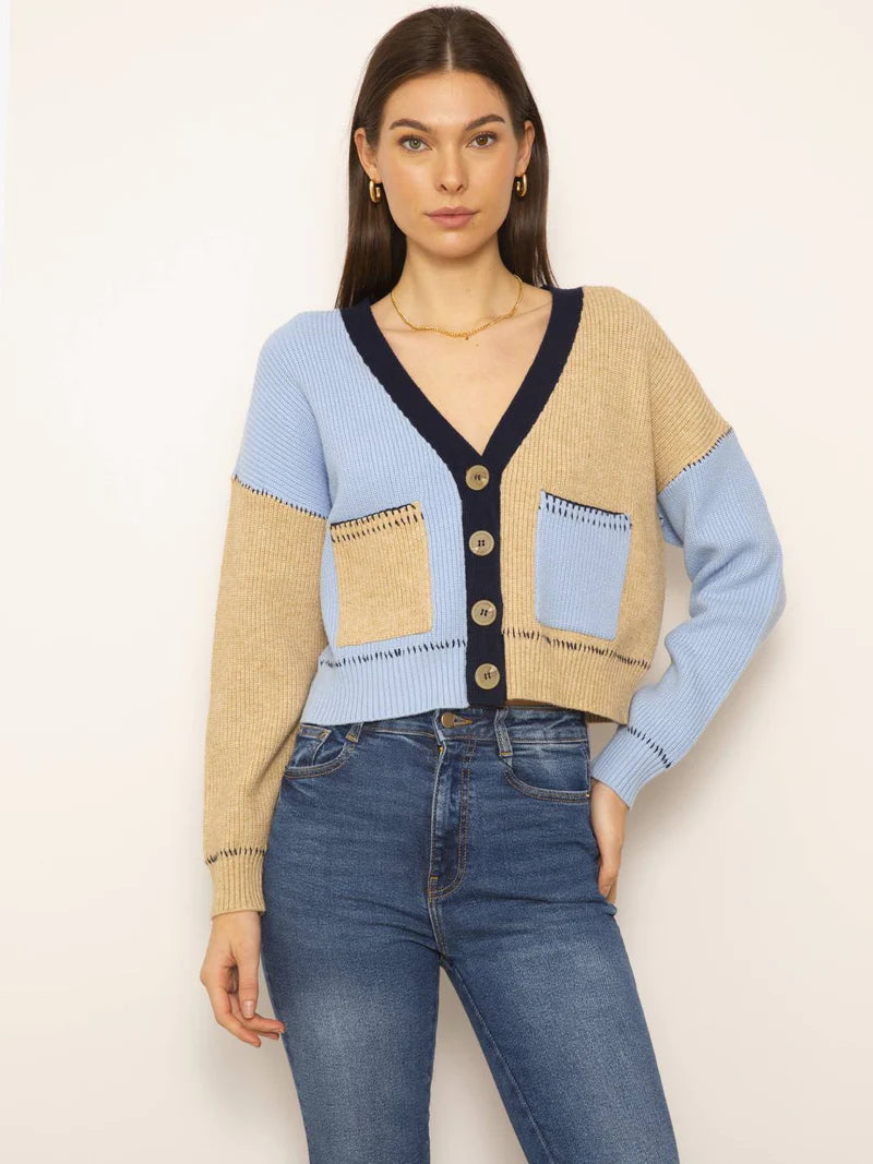 Weekend Sale: Don't Miss Out Casey Colorblock Cardigan - Blue Multi
