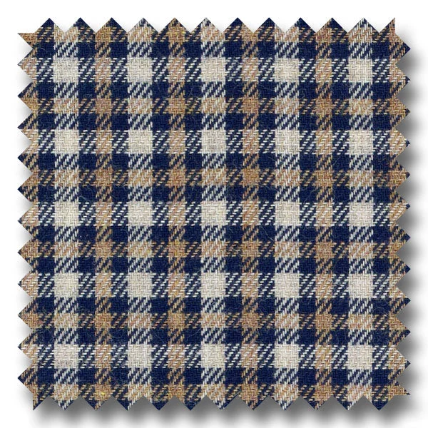 Overstock Sale Tan and Navy Check Twill - Custom Dress Shirt