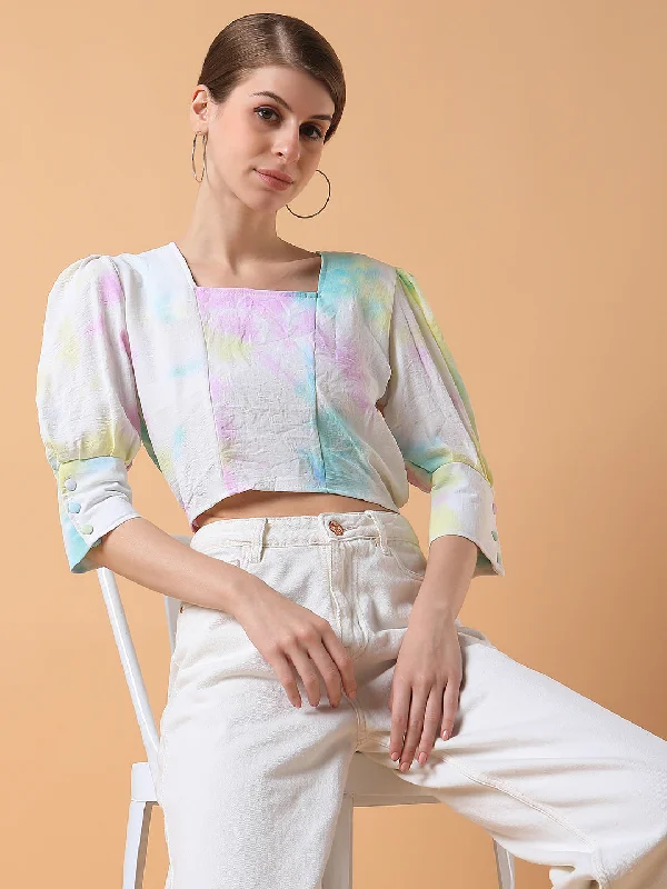 Early Access Women Tie and Dye Multi Blouson Crop Top
