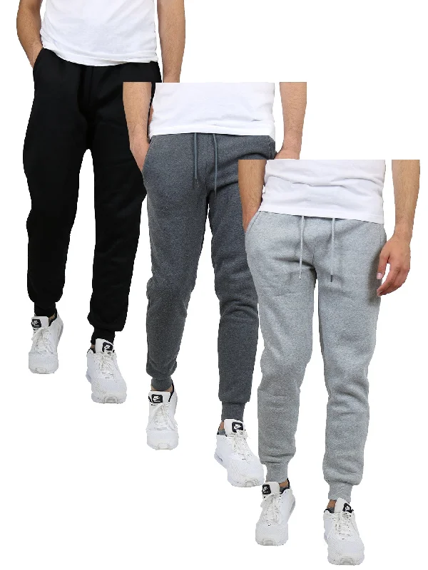 Best Deals [3-Pack] Men's Slim-Fit Fleece Jogger Sweatpants