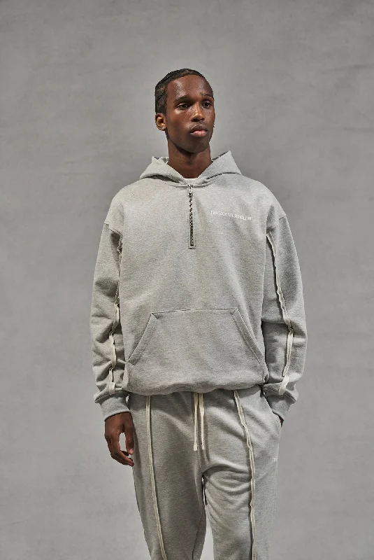 Factory Direct Sale RAW SEAM QUARTER ZIP HOODIE - GREY MARL