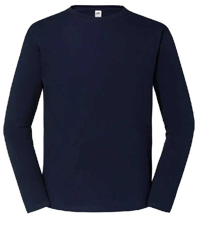 Major Savings Fruit Loom Iconic 195 Premium Long Sleeve T-Shirt | Deep Navy