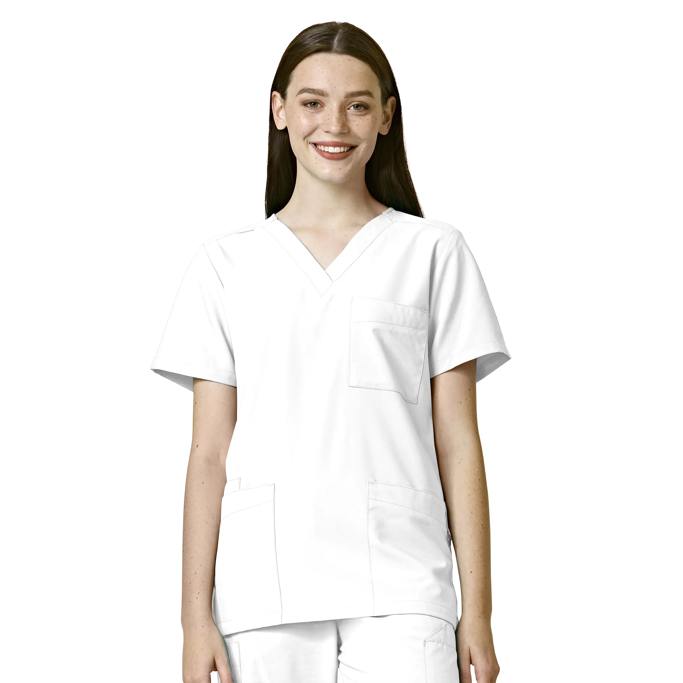 Weekend Discounts You Deserve Wink Unisex 4 Pocket Utility Scrub Top - White