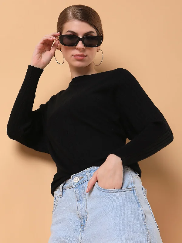 Weekend Deals You Can't Resist Women Solid Black Top