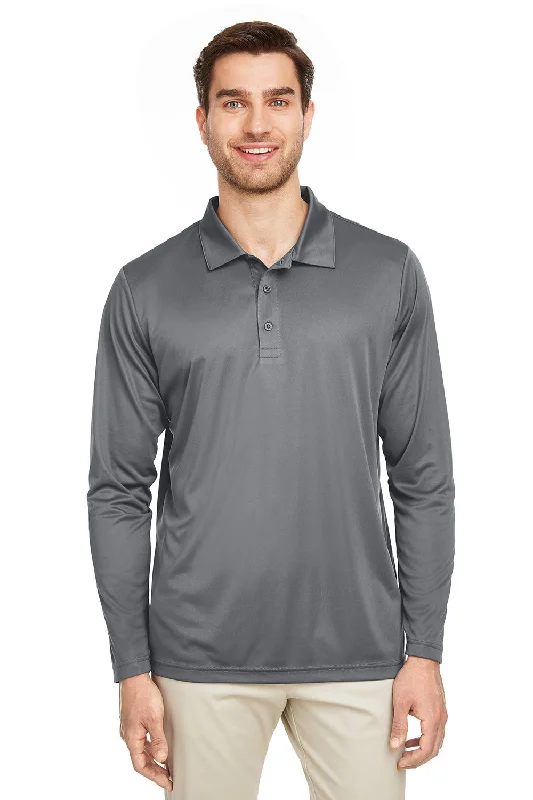 Inventory Reduction Team 365 Mens Zone Sonic Moisture Wicking Long Sleeve Polo Shirt - Graphite Grey