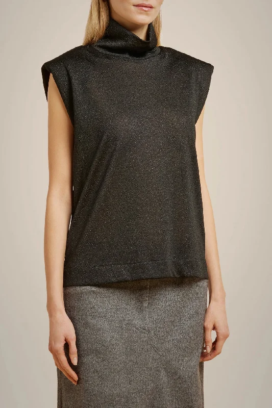 Now or Never Lurex Jersey Top - Nero