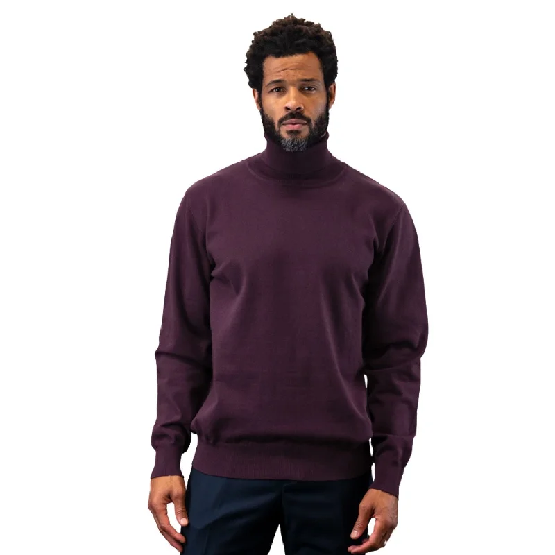 Savings Event Vesta Collection: Modern Fit EggPlant Wool & Cashmere Turtleneck Sweater
