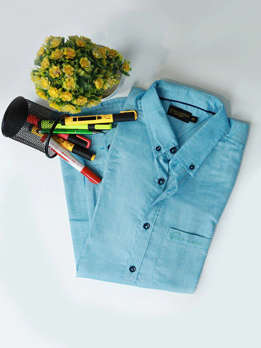Weekend Sale: Don't Miss Out Aqua Blue Oxford Casual shirt
