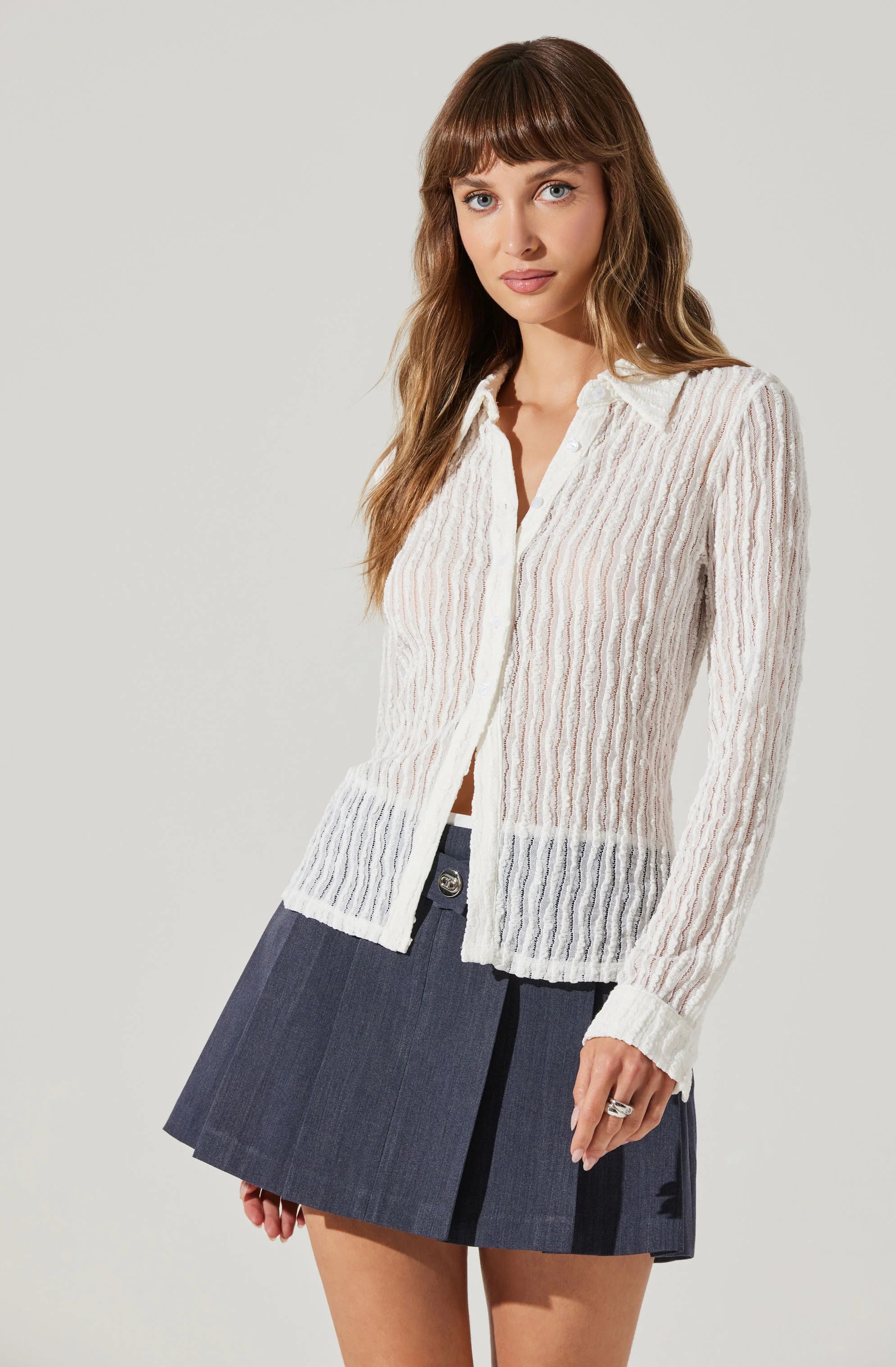Weekend Savings Sensation Iryna Sheer Textured Top - Off White