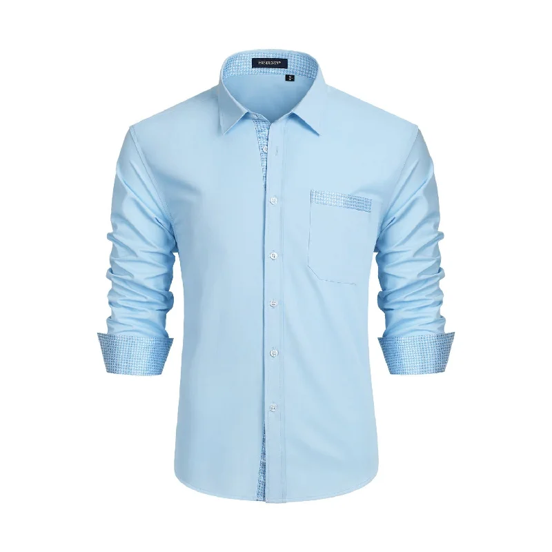 Quick Sale Casual Formal Shirt with Pocket - LIGHT BLUE