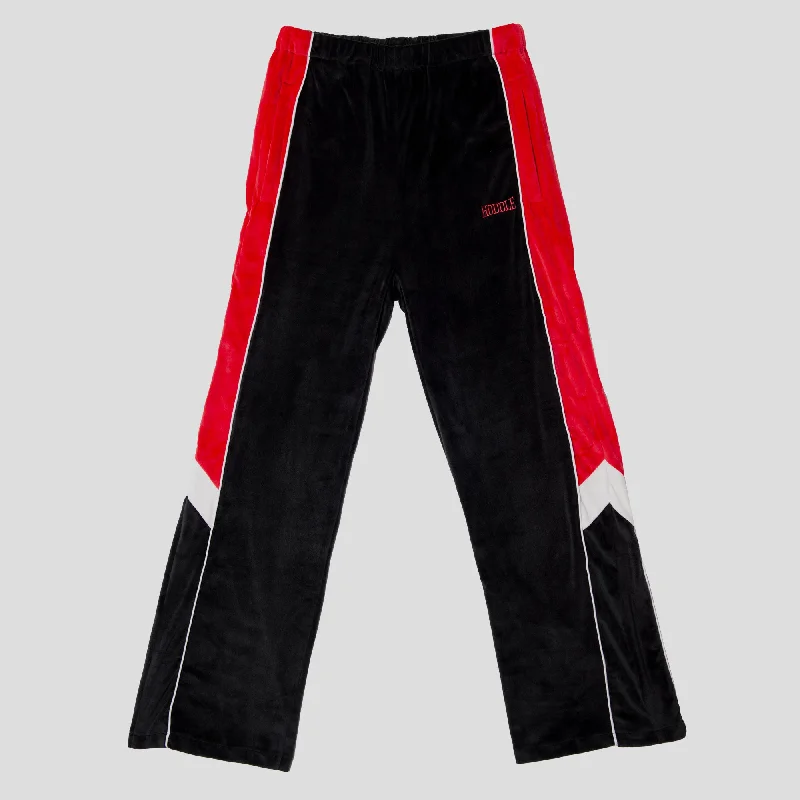 Online Only Hoddle Velour Track Pant - Black / Red