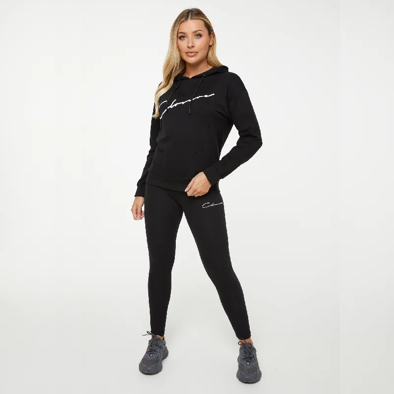 Weekend Specials to Cherish Core Script Hoodie Set | Black