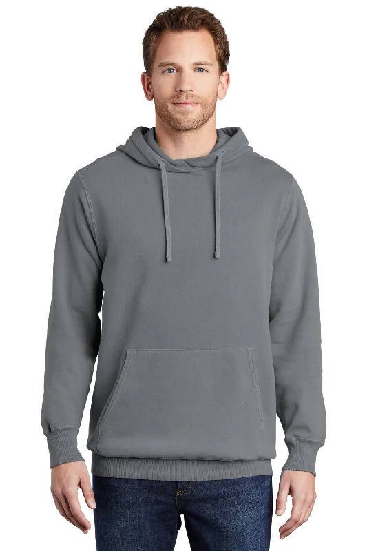 Weekend Bargains to Love Port & Company Mens Beach Wash Fleece Hooded Sweatshirt Hoodie w/ Pouch Pocket - Pewter Grey