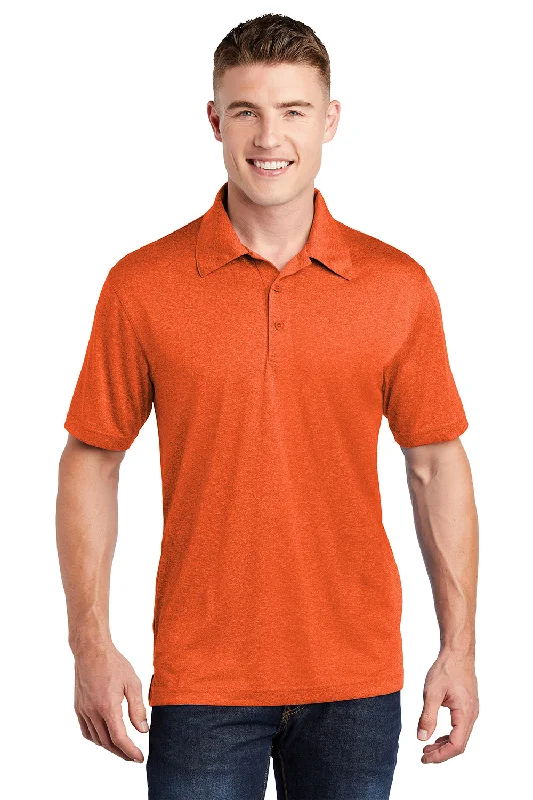 TIME-Limited Offer Sport-Tek Mens Heather Contender Moisture Wicking Short Sleeve Polo Shirt - Heather Deep Orange