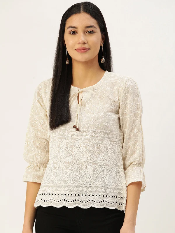 Weekend Discounts to Enjoy Chikankari Sequen Work Empire Top
