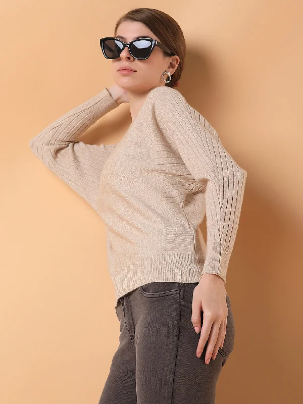 Weekend Shopping Bliss Women Solid Beige Top