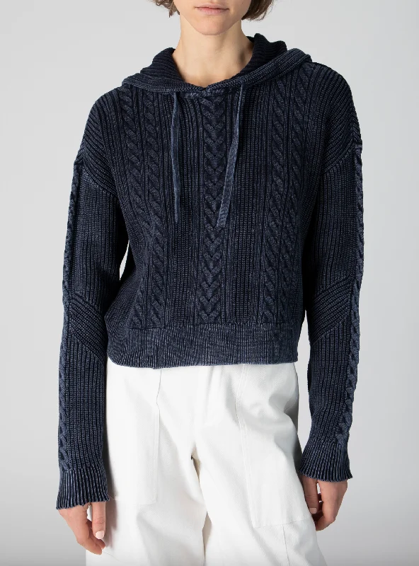 Celebrate the Weekend with Discounts Stone Wash Hooded Sweater - Midnight