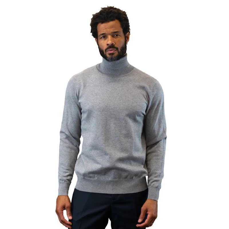 Quick Deals Vesta Collection: Modern Fit Grey Wool & Cashmere Turtleneck Sweater