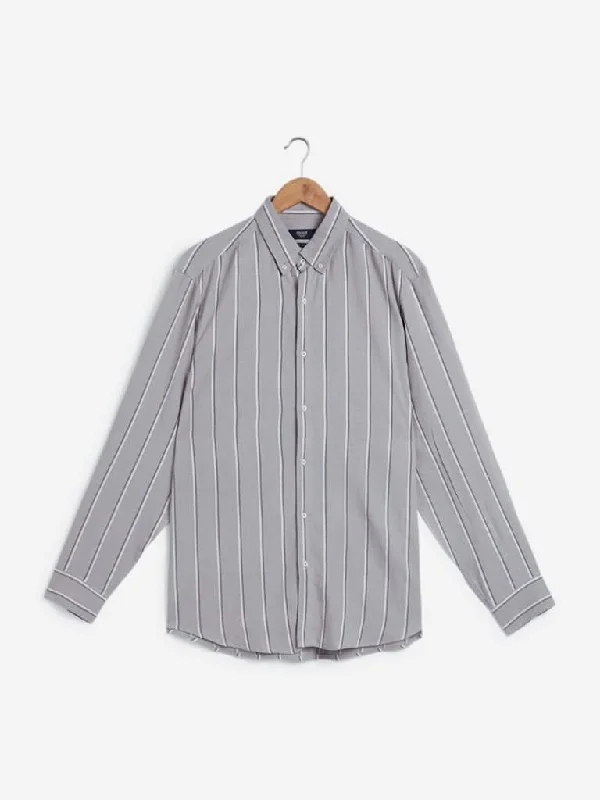 Weekend Wonders Await! Ascot Grey Striped Relaxed-Fit Shirt
