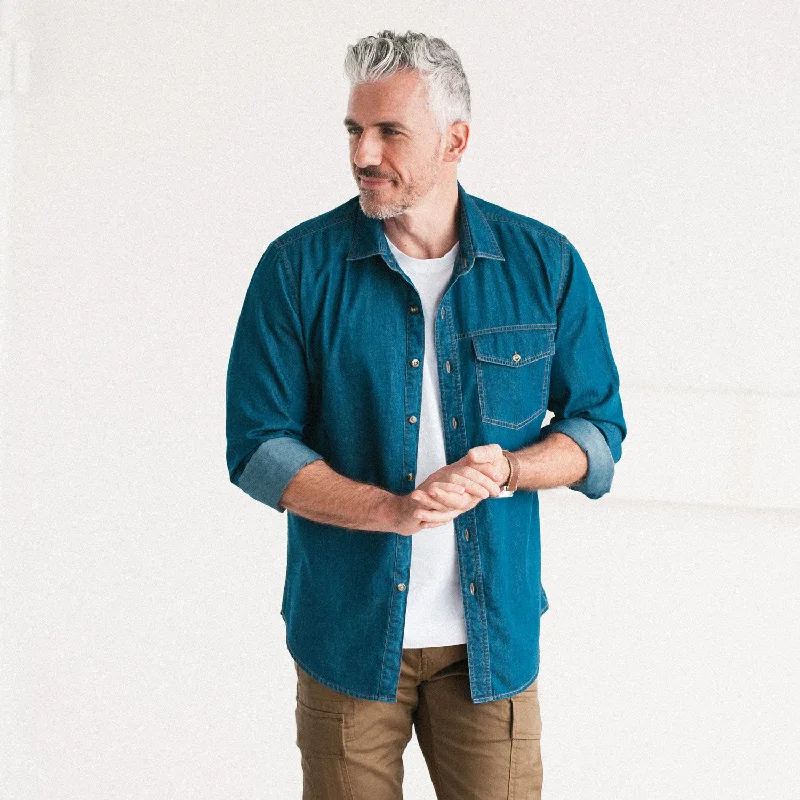 Weekend Discounts to Savor Author Casual Shirt – Medium Blue Cotton Denim