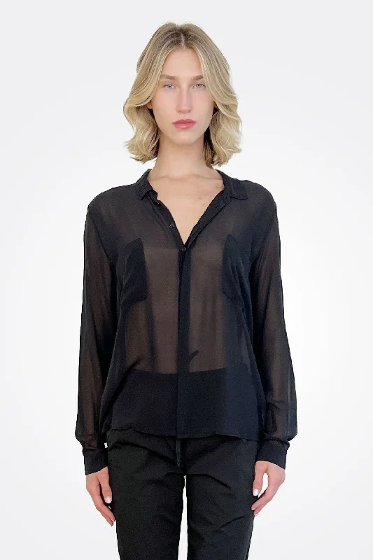 Weekend Discounts to Indulge In Pocket Silk Button Down - Black
