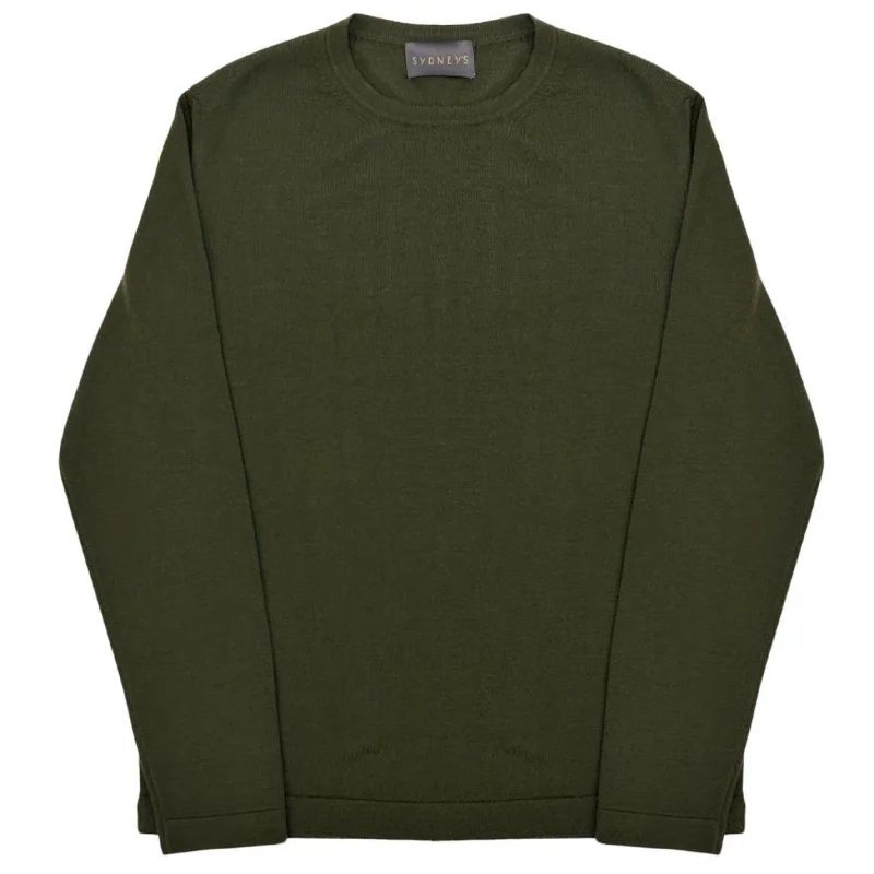 Shop Now Olive Fine Knit Crewneck Sweater