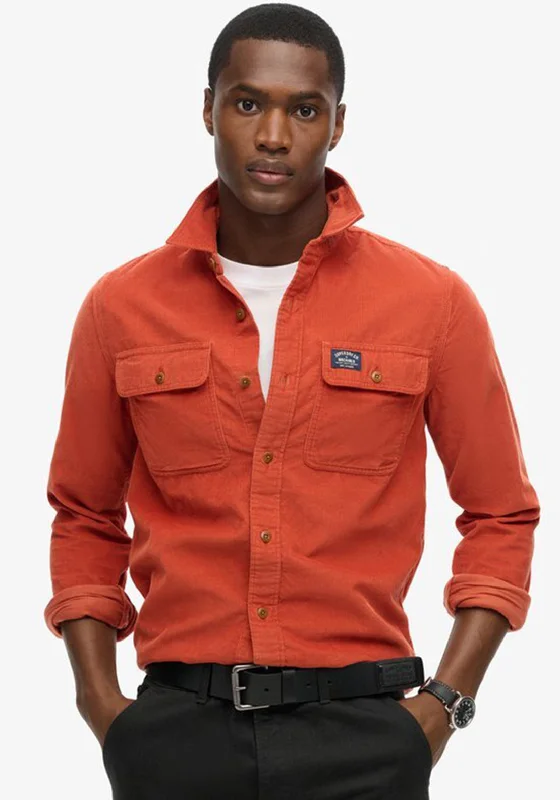 Weekend Price Cuts Galore Superdry Trailsman Corduroy Workwear Shirt, Burnt Orange