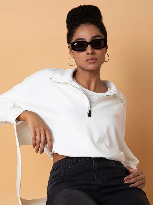 Weekend Offers That Delight Women Solid Off White Oversized Top with tank top