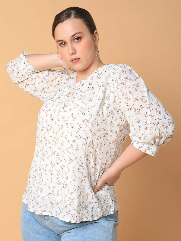 Weekend Savings Bonanza Women Floral Off White Top