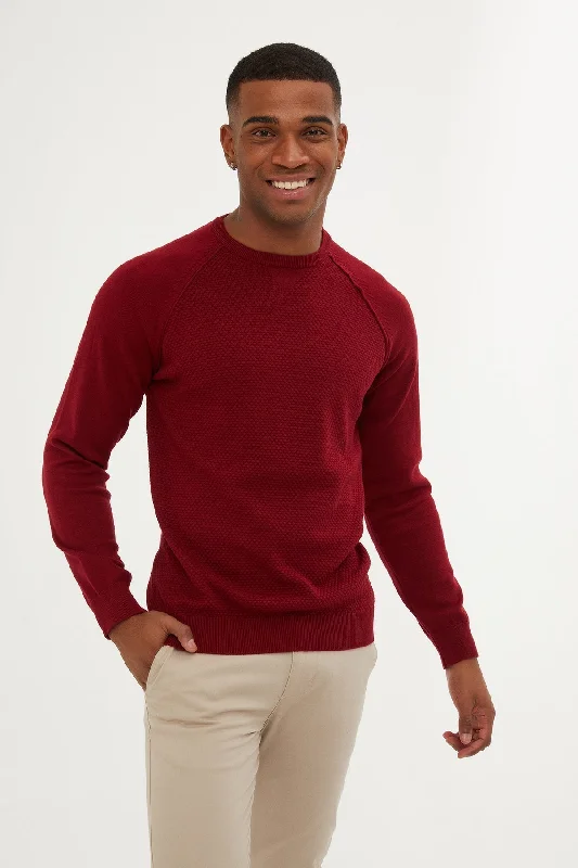 Year-End Clearance Slim Fit Red Cotton Blend Crewneck Sweater
