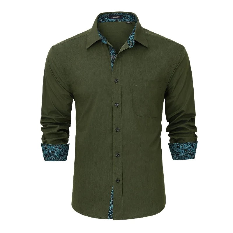 Final Clearance Casual Formal Shirt with Pocket - GREEN