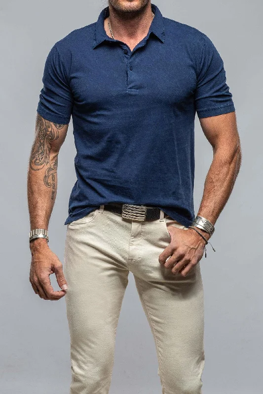 New Deals Cruz Cotton Polo in Indigo