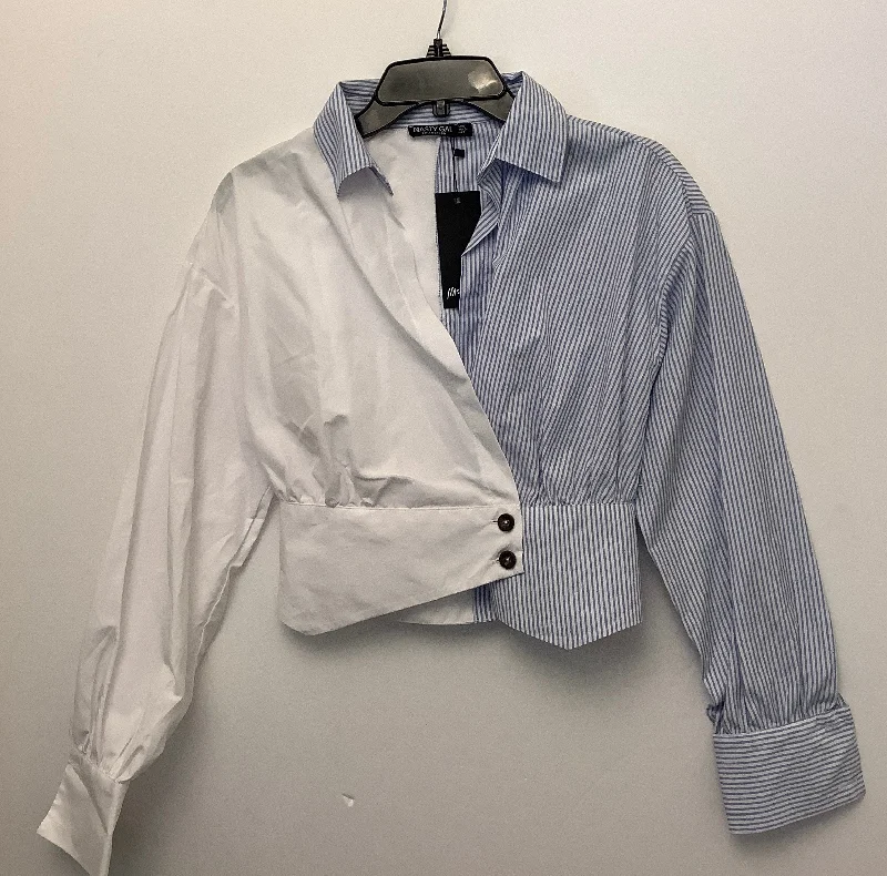 Best Seller Top Long Sleeve By Nasty Gal In Blue & White, Size: Xs