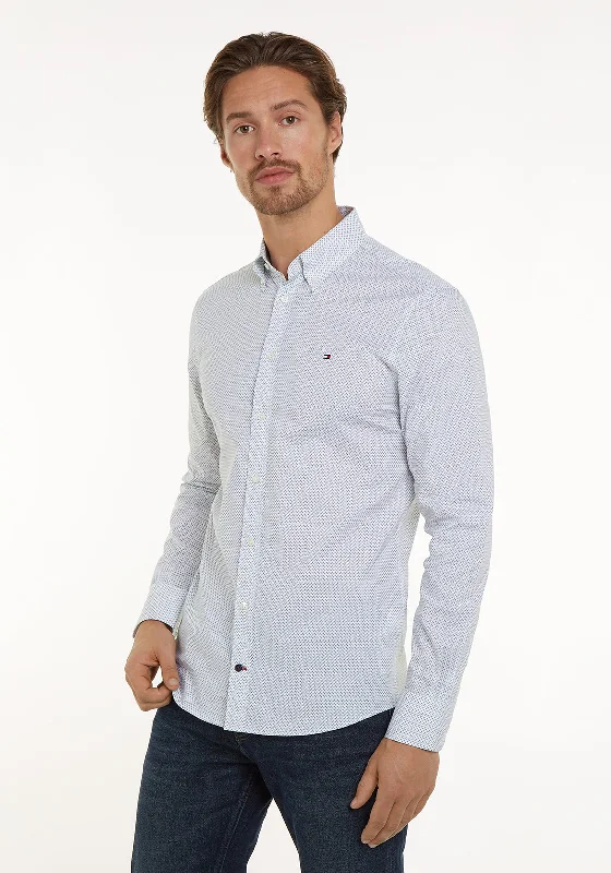 Weekend Offers That Thrill Tommy Hilfiger Mini Print Slim Fit Shirt, Optic White Multi