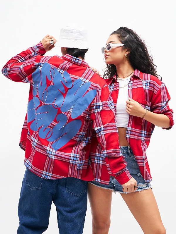 Today's Deal Unisex Red Check NEW DAY Oversized Shirt