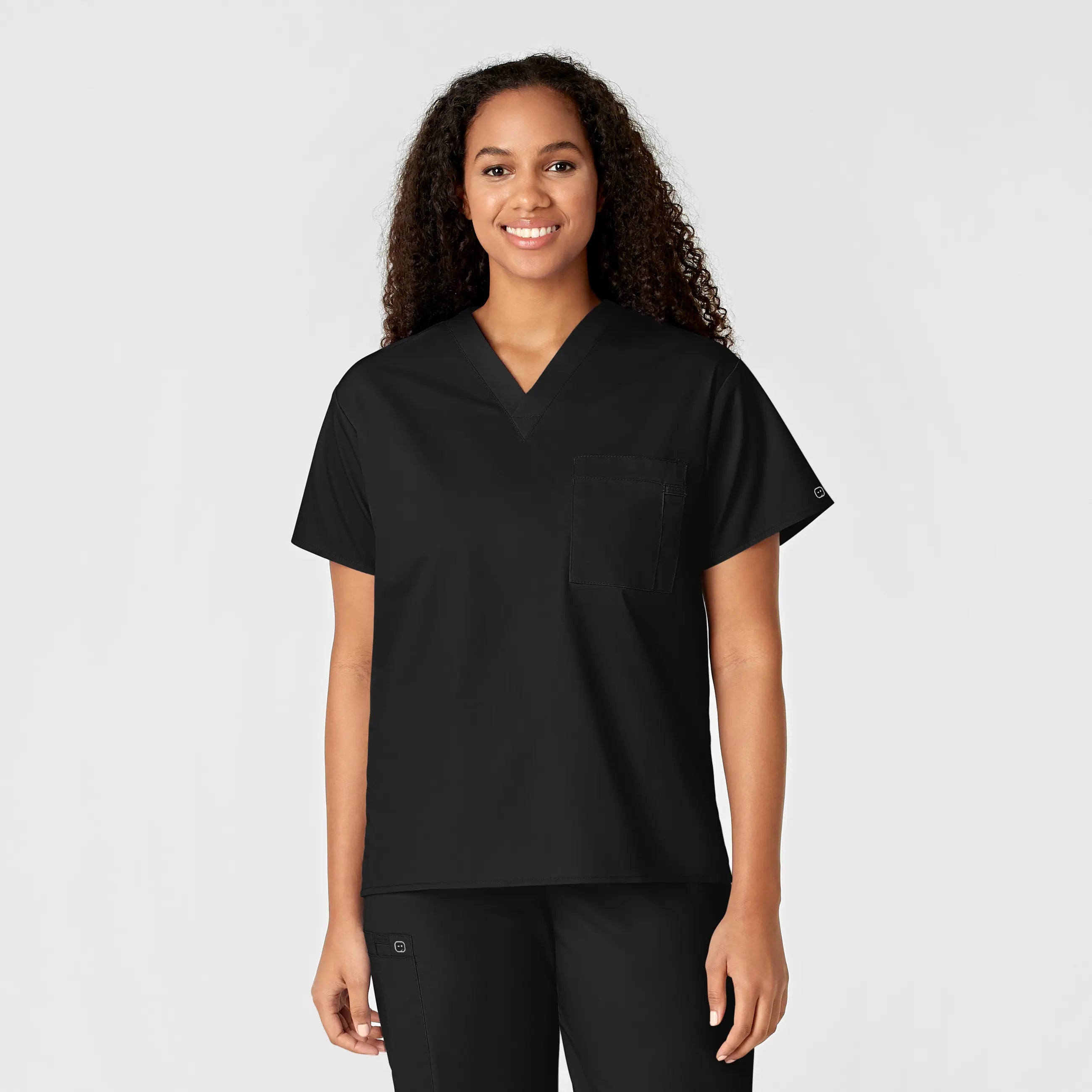 Act Fast Wink Unisex V-Neck Scrub Top - Black