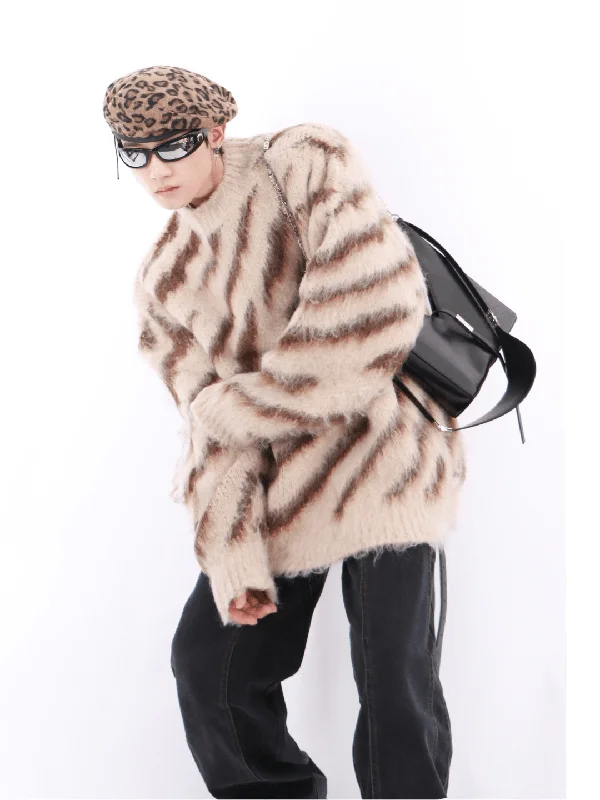 Major Savings [CulturE] Zebra Print Crew Neck Sweater na839 