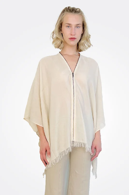 Weekend Savings Sensation Yori Zip Up Poncho - Clay
