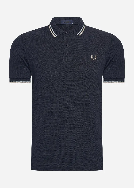 Closeout Sale Twin tipped fred perry shirt - nvy slvbl wrmgre