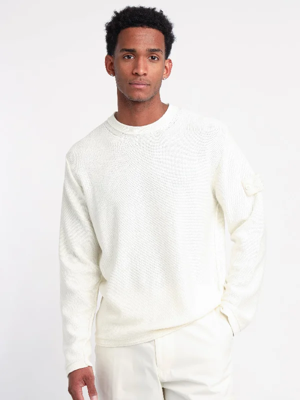 Online Only White Crewneck Knit