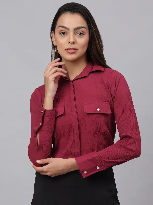Weekend Offers That Excite Women Maroon Solid Shirt