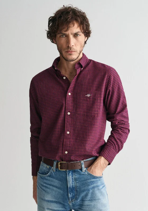Exclusive Online Offer Gant Microcheck Flannel Shirt, Wine Red