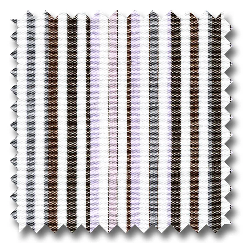 Massive Deal Brown, Gray and Multiple Stripe Poplin - Custom Dress Shirt
