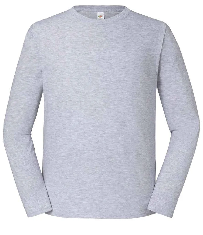 Limited Availability Fruit Loom Iconic 195 Premium Long Sleeve T-Shirt | Heather Grey