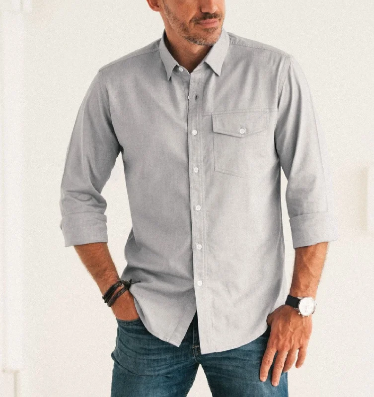 Time-Limited Offer Author Casual Shirt – Aluminum Gray Cotton Oxford