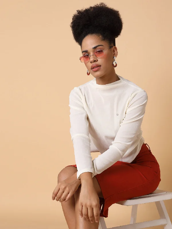 Weekend Offers That Shine Women Solid Cream Top