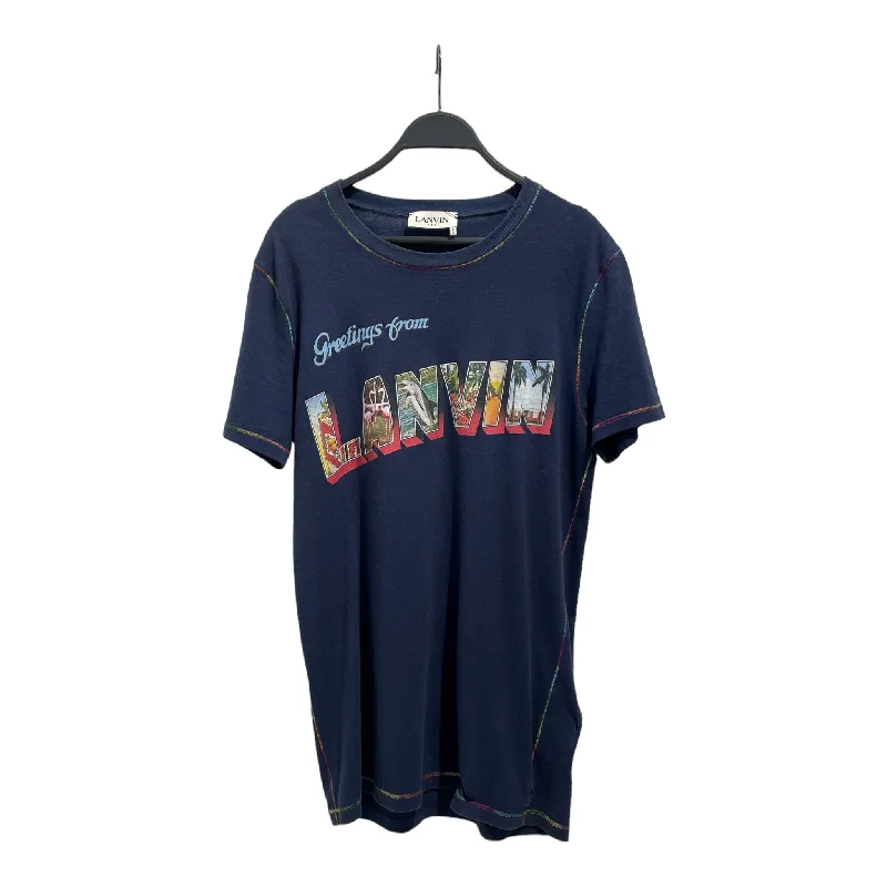 Online Exclusive LANVIN/T-Shirt/L/Cotton/NVY/Graphic/GREETINGS FROM LANVIN