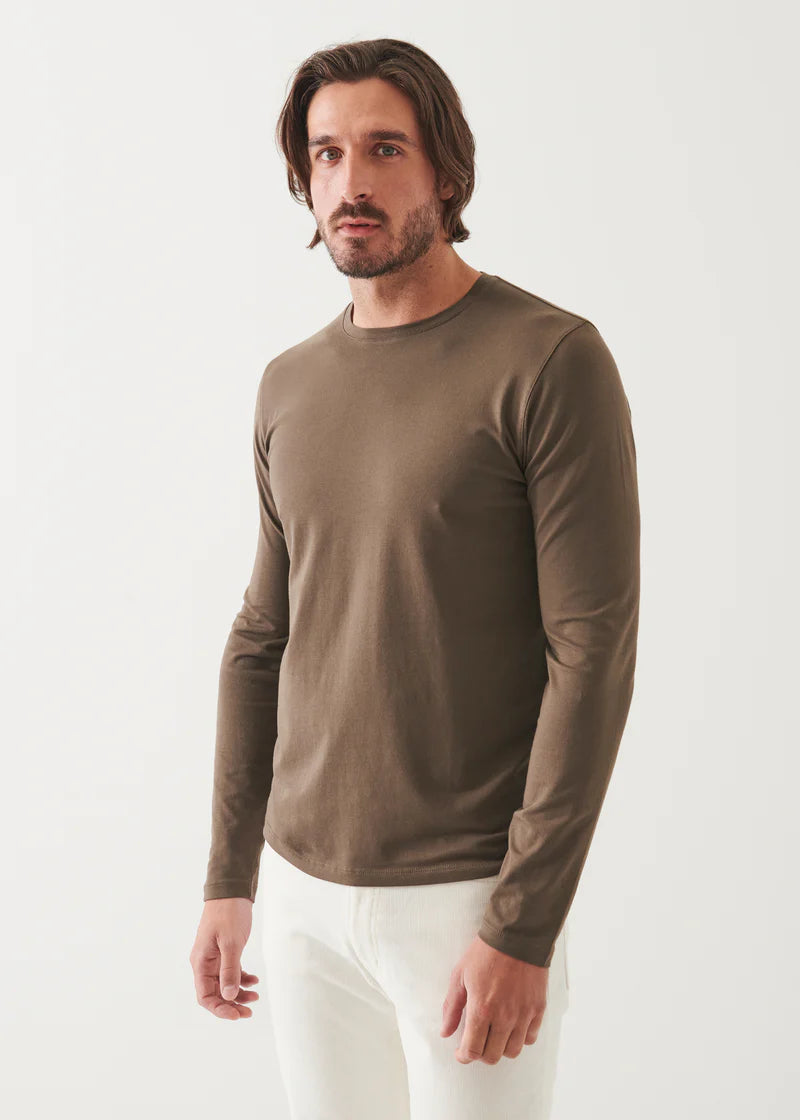 New Markdowns Pima cotton stretch long sleeve t-shirt - CHESTNUT