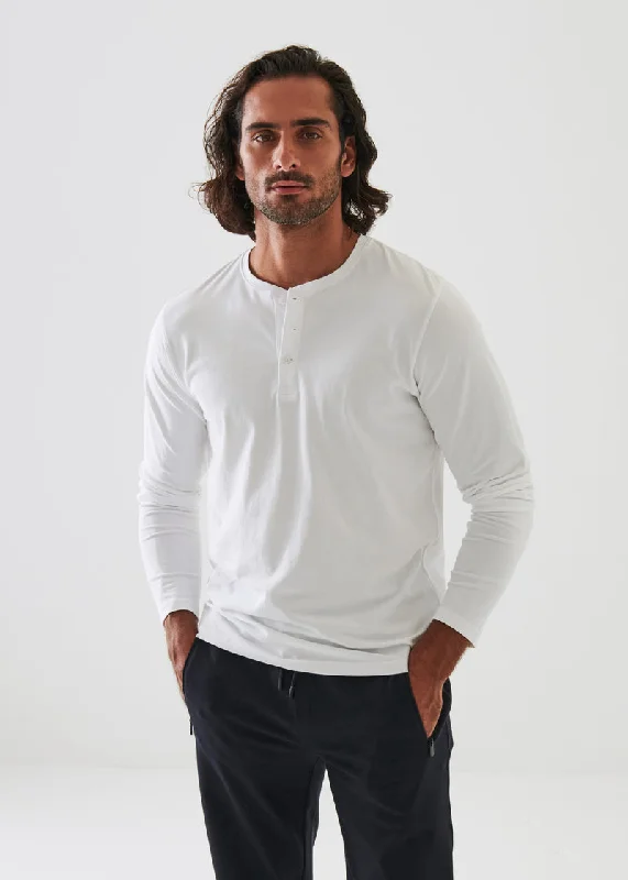 Limited Time Offer pima cotton stretch henley - WHITE