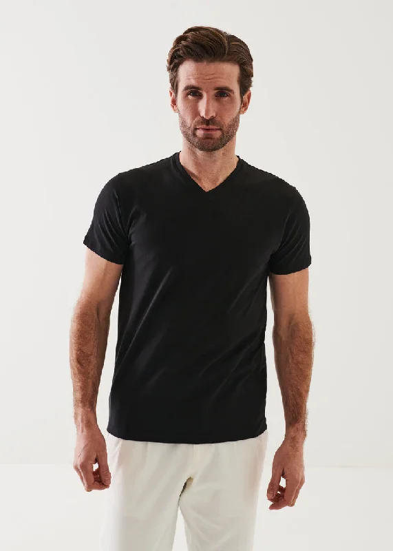 Deal Alert PIMA COTTON STRETCH V-NECK - Black